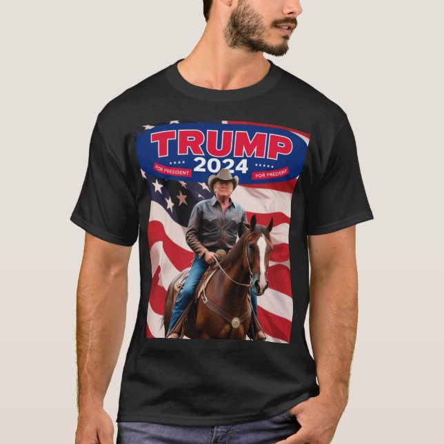 Camiseta Trump 2024: Ensillar para la presidencia (Anverso)