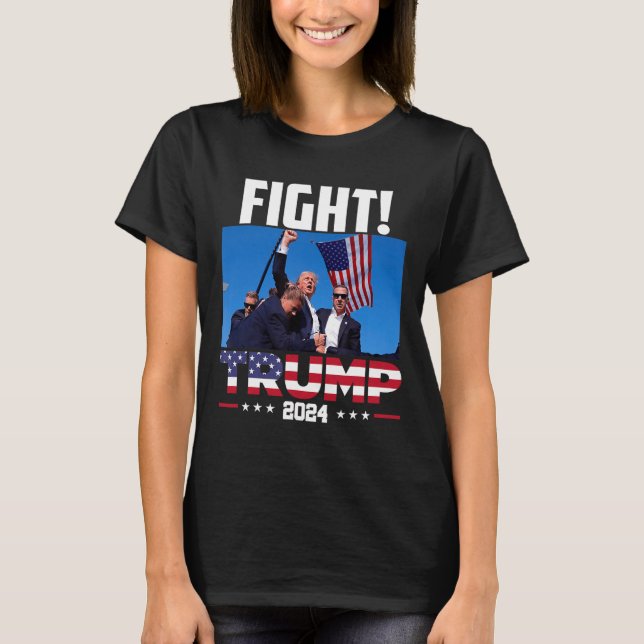 Camiseta Trump 2024 lucha contra el primer mitin de Trump (Anverso)