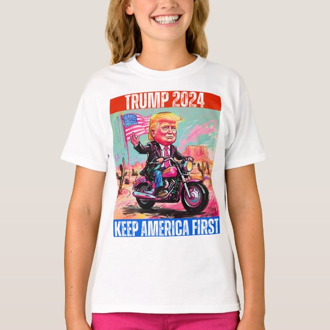 CAMISETA TRUMP 2024 MANTÉNGASE PRIMERO A ESTADOS UNIDOS (Anverso)