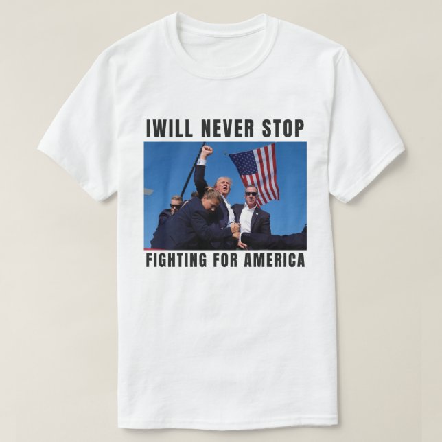 Camiseta Trump 2024 nunca se rinde (Diseño del anverso)