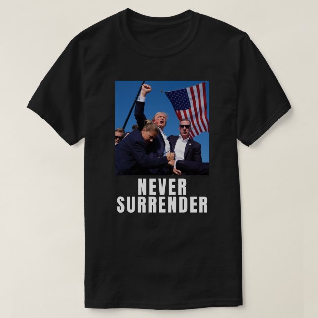 Camiseta Trump 2024 nunca se rinde (Diseño del anverso)