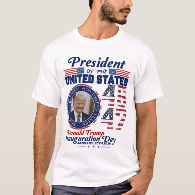 Camiseta Trump 2024 Presidente 45 y 47 Bandera estadouniden (Anverso)