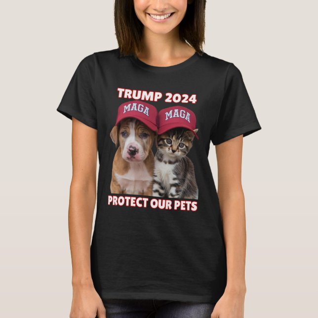 Camiseta Trump 2024 Proteja a nuestros Mascotas Divertidos  (Anverso)