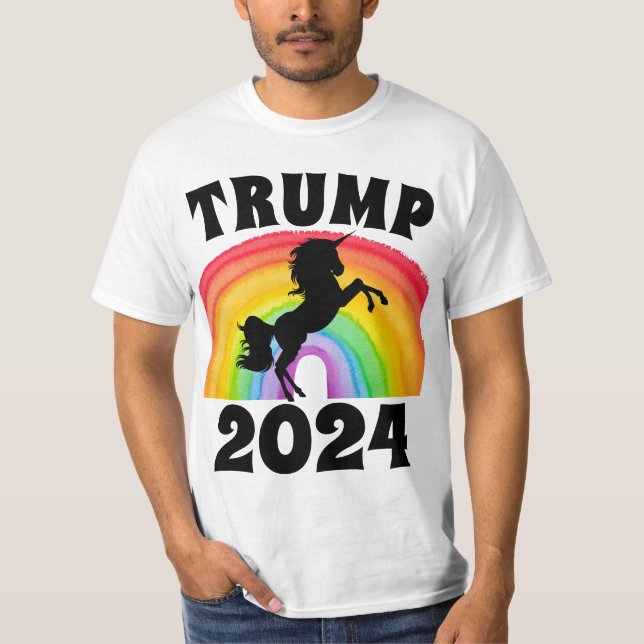 CAMISETA TRUMP 2024 RAINBOW UNICORN T-SHIRTS TEES (Anverso)