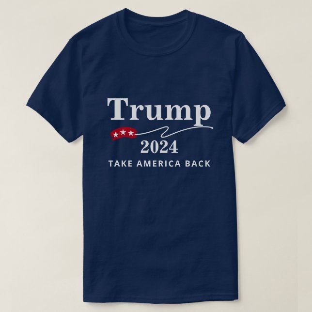 Camiseta Trump 2024 Recuperar a Estados Unidos rojo, blanco (Diseño del anverso)