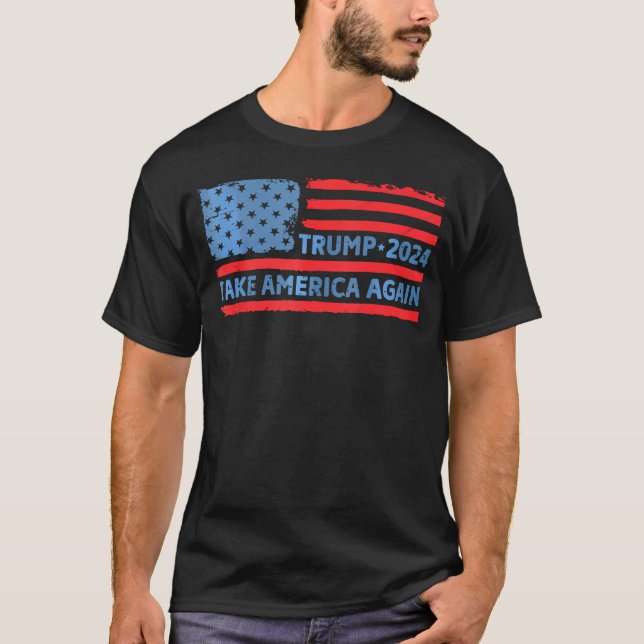 Camiseta Trump 2024 Recuperar la bandera estadounidense Tru (Anverso)
