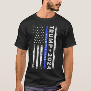 Camiseta Trump 2024 Respaldo de la Línea Azul Delgada Azul 