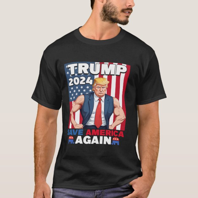 Camiseta Trump 2024 salve a Estados Unidos de nuevo con cam (Anverso)