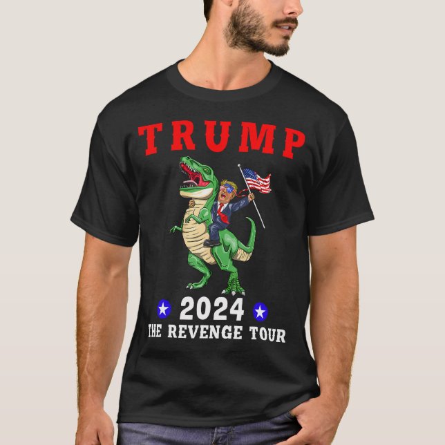 Camiseta Trump 2024 Viaje en Dinosaurio por venganza (Anverso)