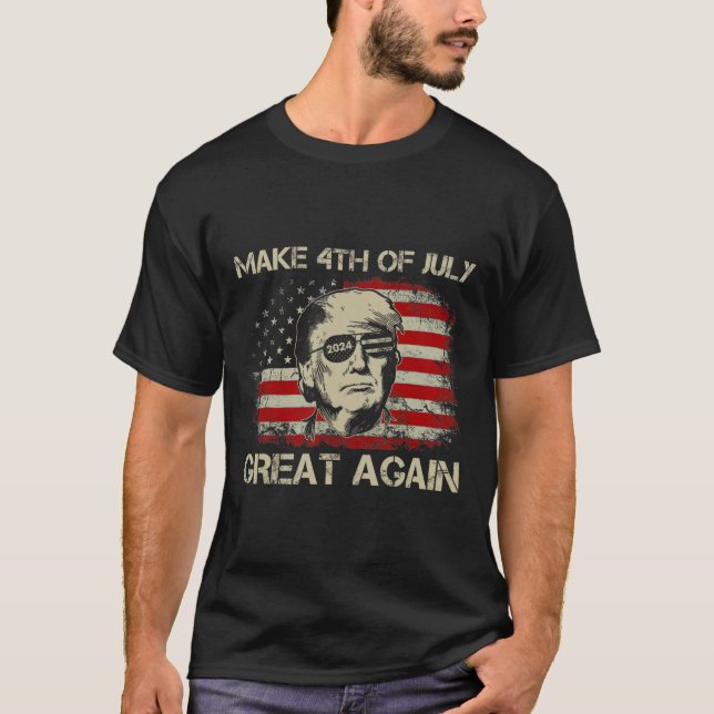 Camiseta Trump 2024 Vuelve A Ser El 4 De Julio Grande Estad (Anverso)