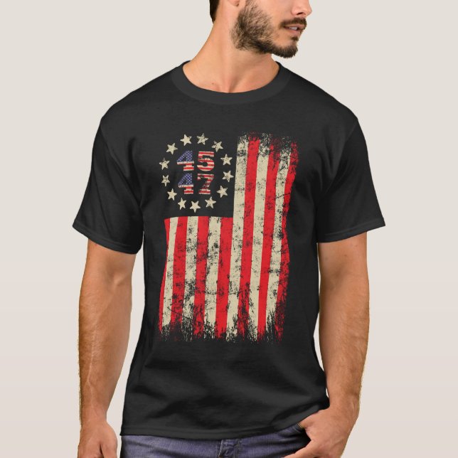 Camiseta Trump 45 47 Bandera de Estados Unidos Trump 2024 T (Anverso)