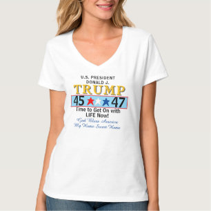 Camiseta Trump 45 47 Estrellas azules rojas