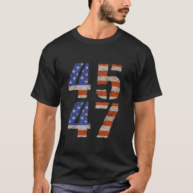 Camiseta Trump 45 47 Presidente de Estados Unidos la bander (Anverso)