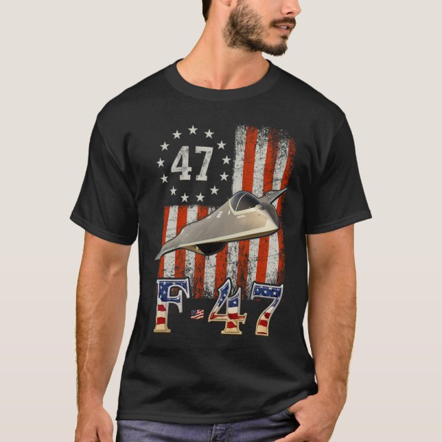 Camiseta Trump 47th Shirts F47 Fighter Jet F-47 Aircraft Us (Anverso)