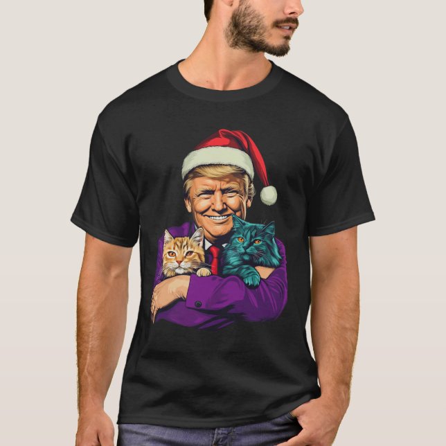 Camiseta Trump aguanta a los gatos con alegría y diversión  (Anverso)