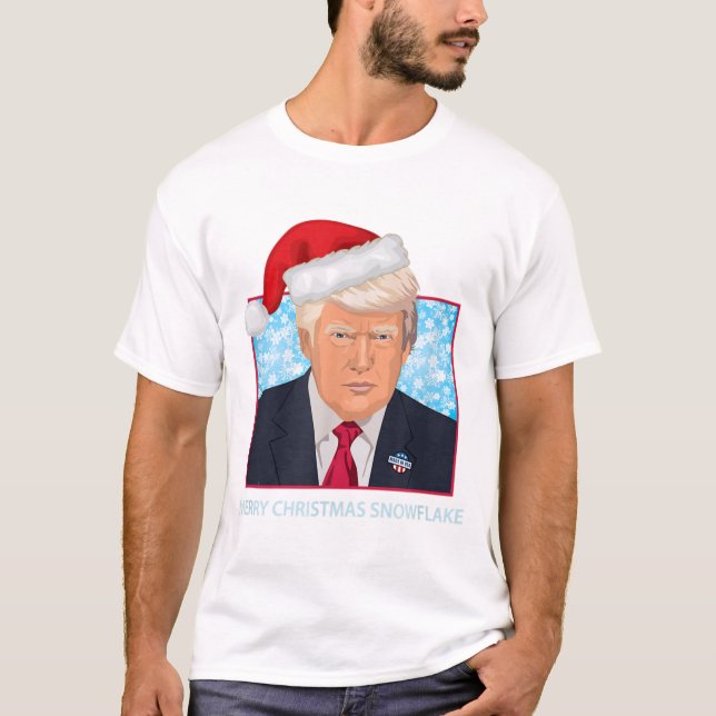 Camiseta Trump alegre Navidad política copada de nieve (Anverso)