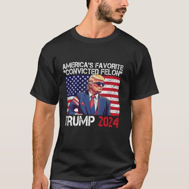 Camiseta Trump América, el favorito convicto Felon Retro Es (Anverso)