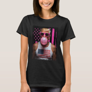 Camiseta Trump Bubble Gum Sungles rosas Bandera Estadounide