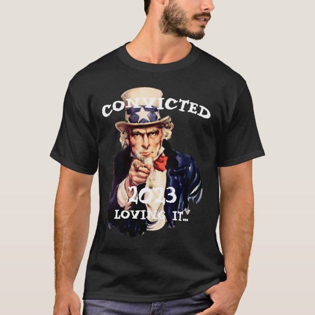 Camiseta Trump Condenado 2023 Tío Sam (Anverso)