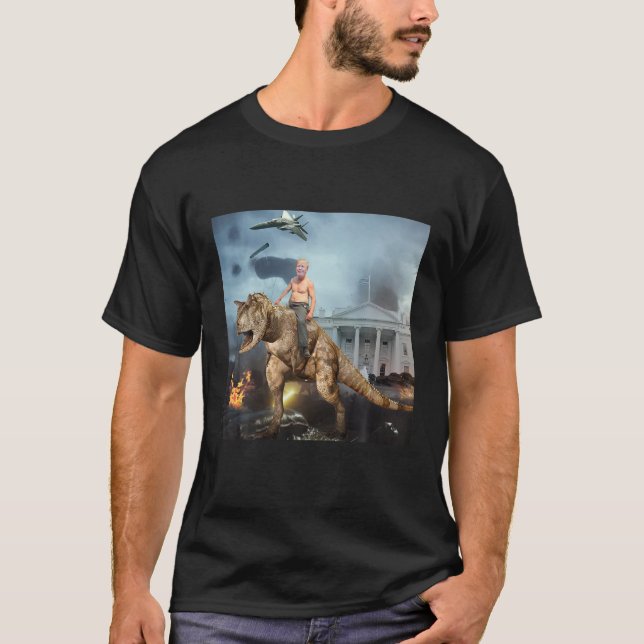 Camiseta Trump Dino RIder Funny T Shirt (Anverso)