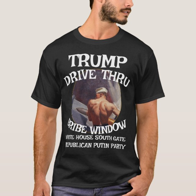 Camiseta Trump Drive a través de la ventana de soborno Casa (Anverso)