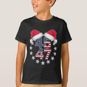 Camiseta Trump En La Espalda 45 47 Presidente Usa Santa Hat
