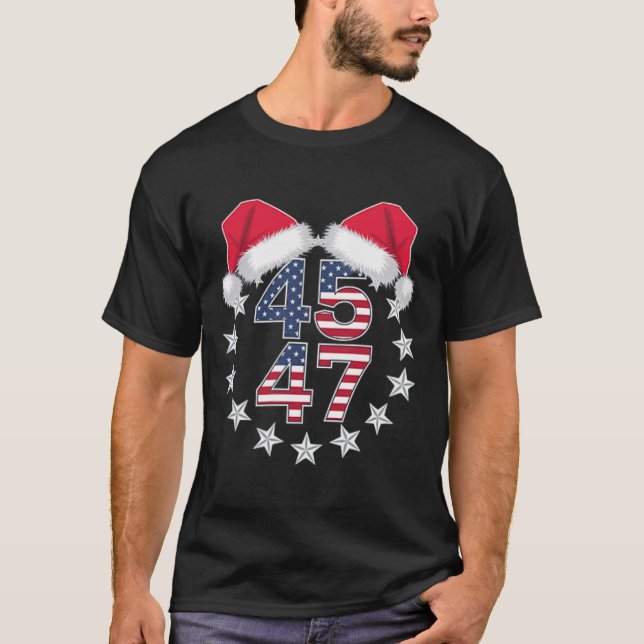 Camiseta Trump En La Espalda 45 47 Presidente Usa Santa Hat (Anverso)