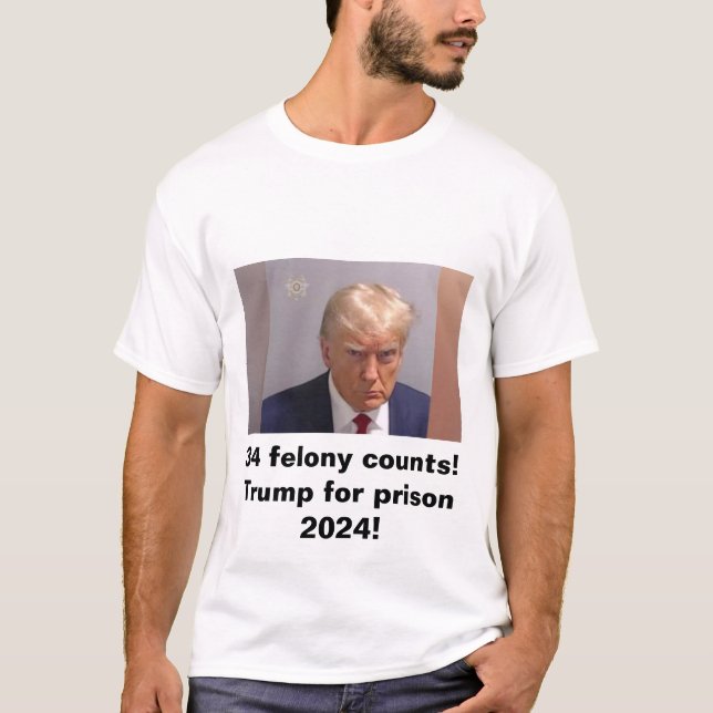 Camiseta Trump en prisión 2024 34 delitos (Anverso)
