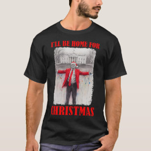 Camiseta Trump en Santa Hat Estaré en casa para Navidades F