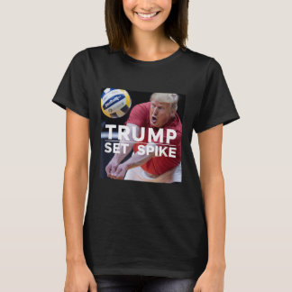 Camiseta Trump engaña a divertida jugadora de voleibol polí
