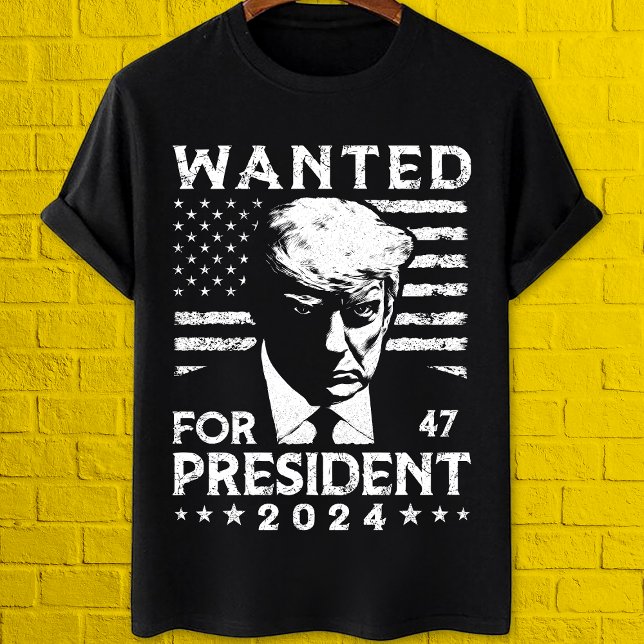 Camiseta Trump es buscado para presidente 2024 Nunca se rin (Subido por el creador)