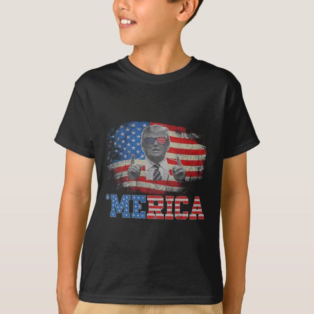 Camiseta Trump Feliz 4 De Julio Bandera Norteamericana 4 (Anverso)