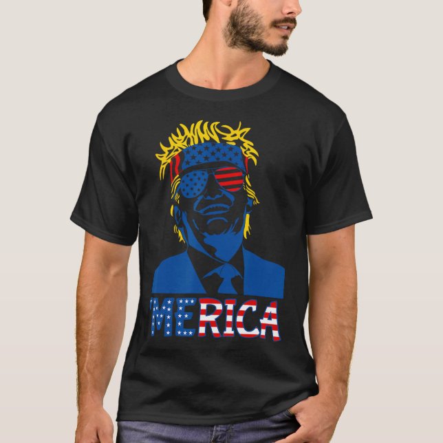 Camiseta Trump Feliz 4 De Julio Regalos De Bandera Estadoun (Anverso)