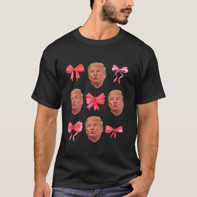 Camiseta Trump Girl 47 Presidente MAGA Coqueta rosa Bow Gir (Anverso)
