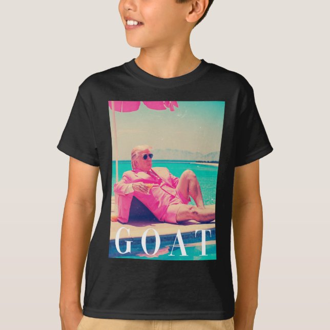 Camiseta Trump Goat Summer 2024 Retro Funny Pink Donald Tru (Anverso)