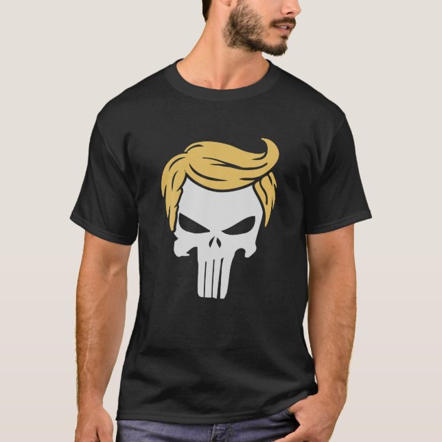 Camiseta Trump Hair Skull Shirt Divertido regalo de Trump a (Anverso)