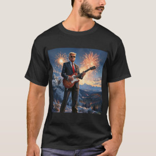Camiseta Trump Jugando Guitarra Eléctrica Monte Rushmore MA