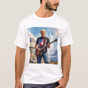 Camiseta Trump Jugando Guitarra Eléctrica Monte Rushmore MA
