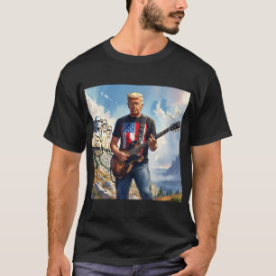 Camiseta Trump Jugando Guitarra Eléctrica Monte Rushmore MA