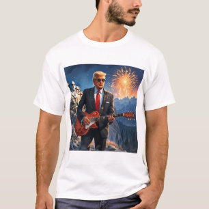 Camiseta Trump Jugando Guitarra Eléctrica Monte Rushmore MA