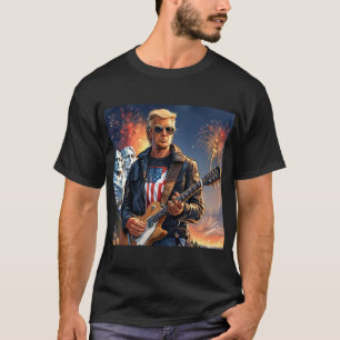 Camiseta Trump Jugando Guitarra Eléctrica Monte Rushmore MA