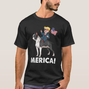 Camiseta Trump Merica Boston Terrier Dog Hero Americano 4º