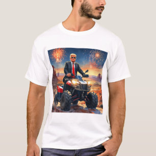 Camiseta Trump montando ATV en Monument Valley con fuegos a