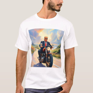 Camiseta Trump montando motocicleta Beautiful Road America