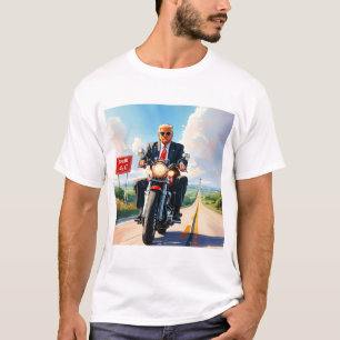 Camiseta Trump montando motocicleta más allá de las 47 seña