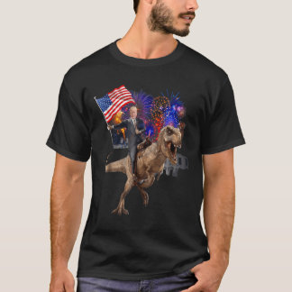 Camiseta Trump montando un dinosaurio en T-rex apoya a Trum