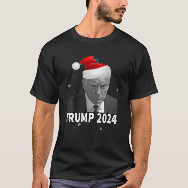 Camiseta Trump Mug Shot Trump 2024 Navidades pro Trump Sant (Anverso)