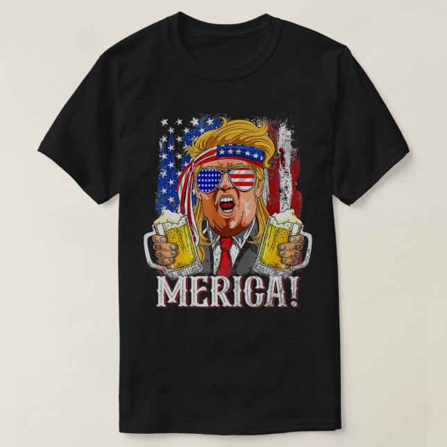 Camiseta Trump Mullet 4 De Julio Estados Unidos Bandera Ame (Diseño del anverso)