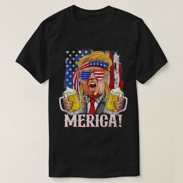 Camiseta Trump Mullet 4 De Julio Estados Unidos Bandera Ame (Diseño del anverso)