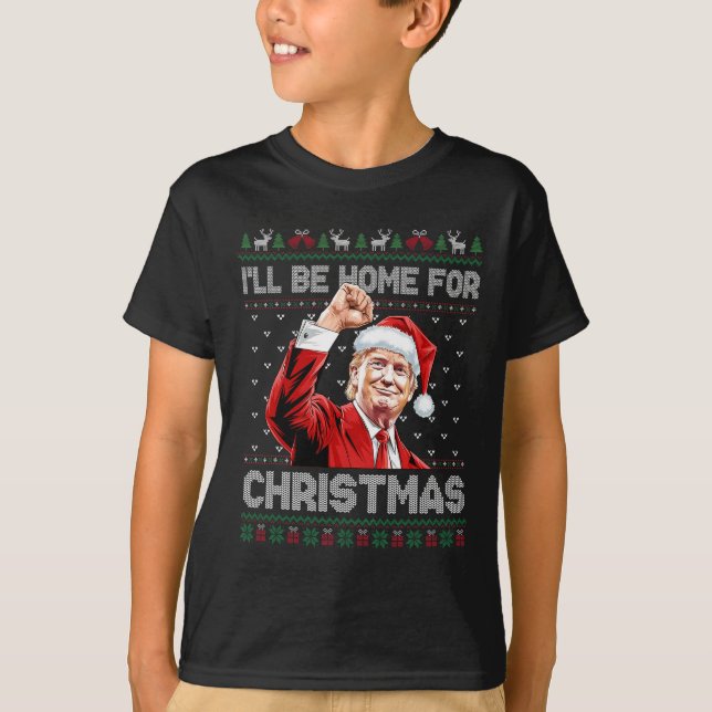 Camiseta Trump Navidad Estaré en casa para que los Navidade (Anverso)